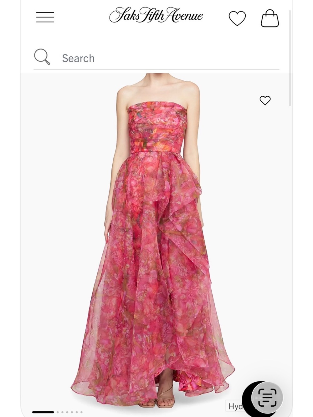 Theia Pink and Coral Floral Organza Dress